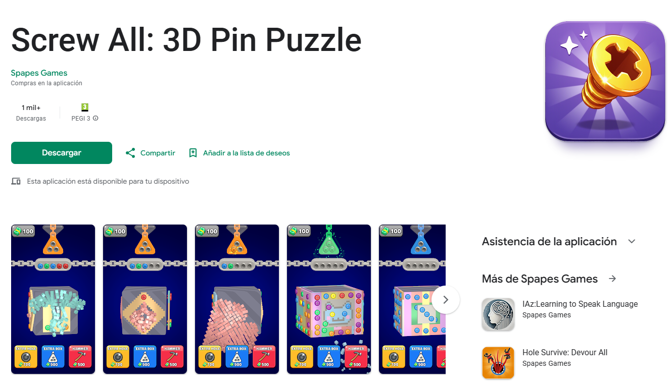 Captura del proyecto en Google Play